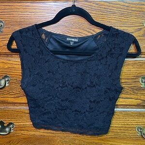 Express Black Lace Women's Crop Top